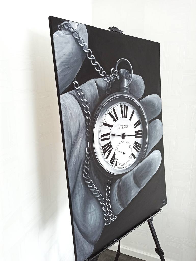 Original Black & White Time Painting by Iryna Mellis