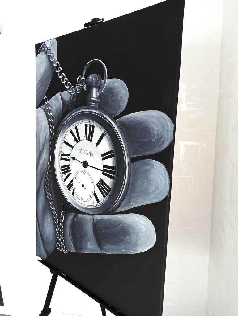 Original Black & White Time Painting by Iryna Mellis
