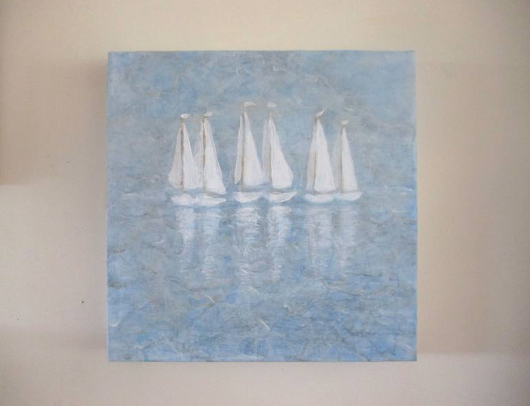 Original Abstract Expressionism Boat Painting by Valerie Anne Kelly