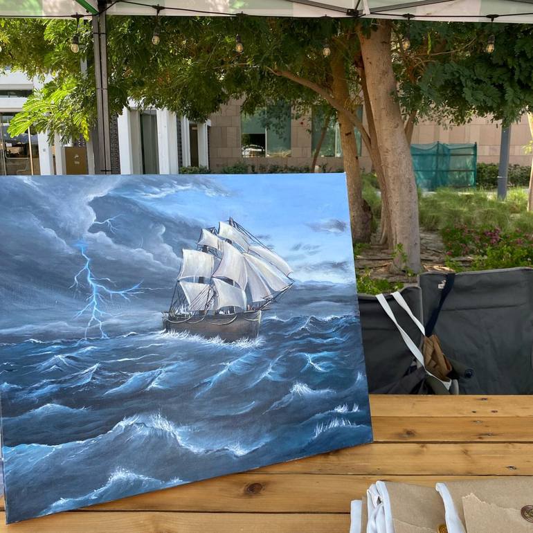 Original Realism Boat Painting by Mariam Void
