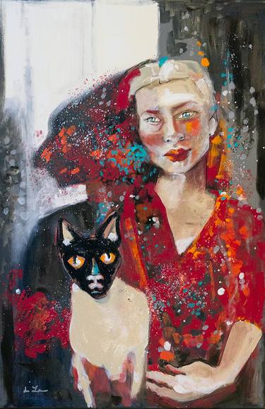 Saatchi Art Artist Eva Lewarne; Paintings, “Cat Lady” #art