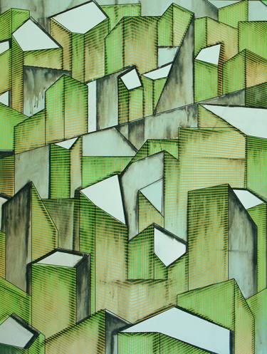 Original Cubism Architecture Paintings by Telis Sofianopoulos