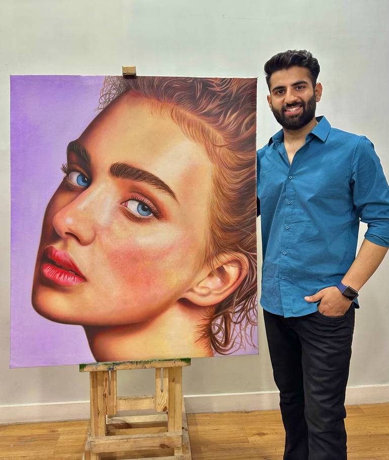 Original Photorealism Women Painting by Ishaan Suri