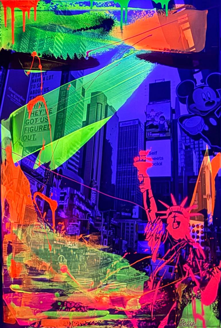 Original Abstract Cities Mixed Media by Maresa Puls