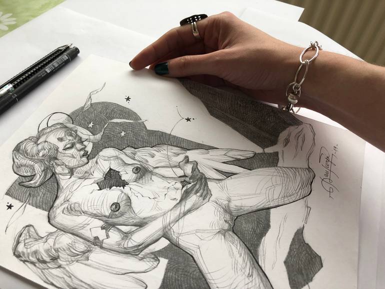 Original Figurative Nude Drawing by Pau Scorpi