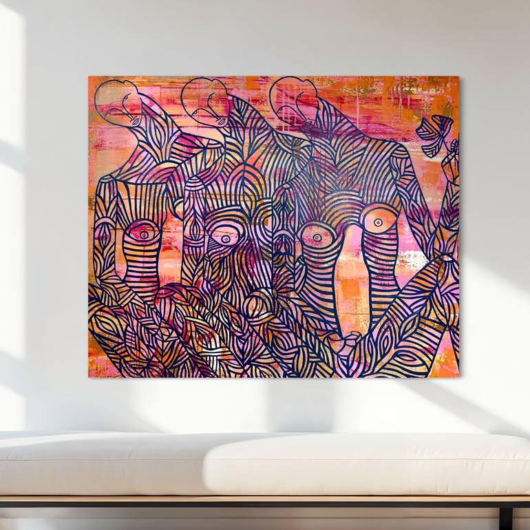 Original Abstract Women Painting by Nanna Skaaning