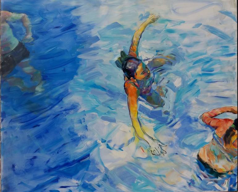 Swimming pool Painting by claudio malacarne | Saatchi Art