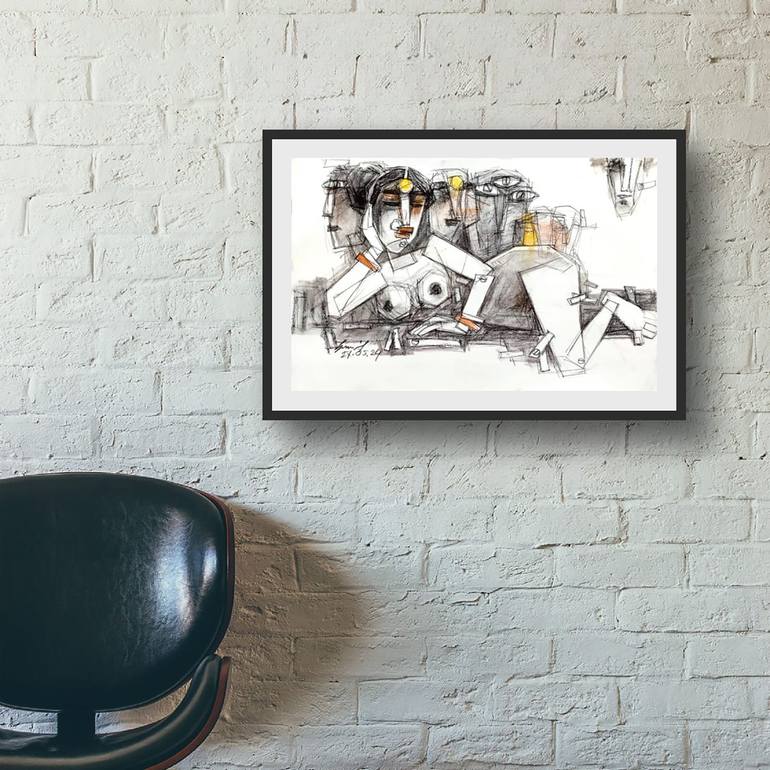 Original Conceptual Women Drawing by Sunil Kumar