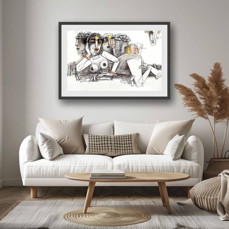 Original Conceptual Women Drawing by Sunil Kumar
