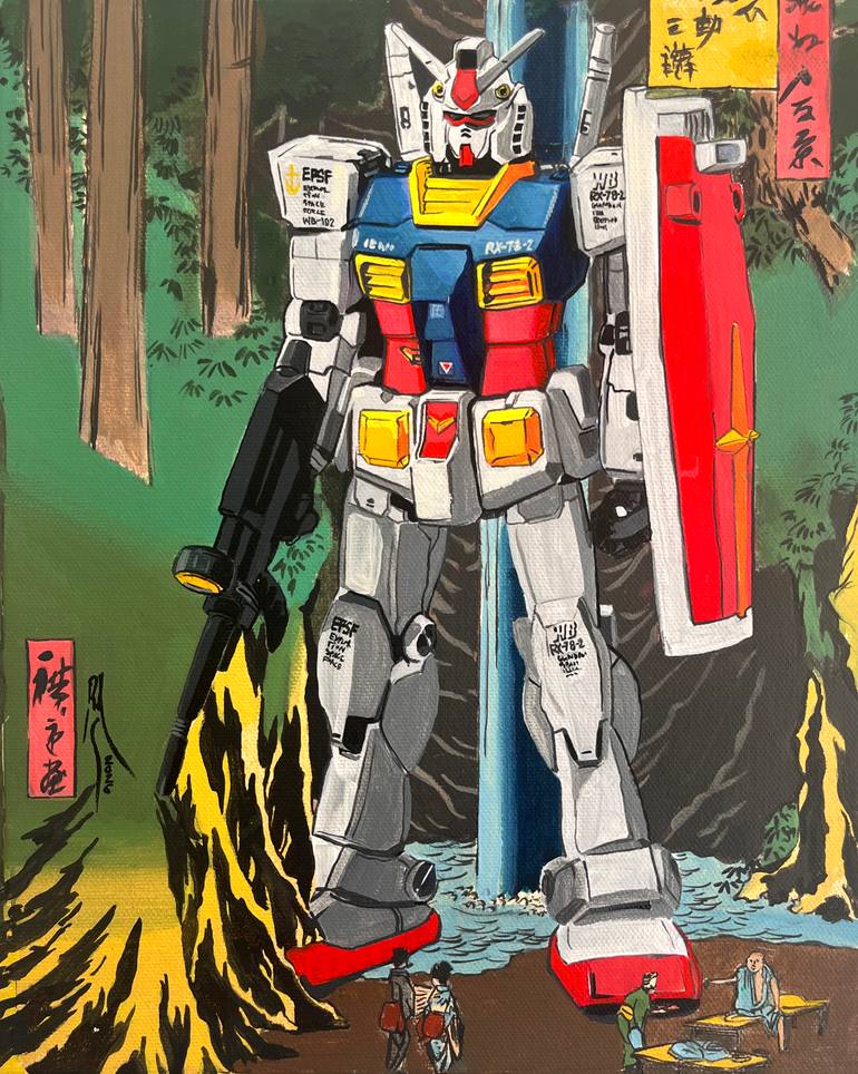 Gundam Hokusai Painting by Pavel Sipkin | Saatchi Art India
