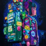 Girl With a Vending Machine (Night) by Pavel Sipkin