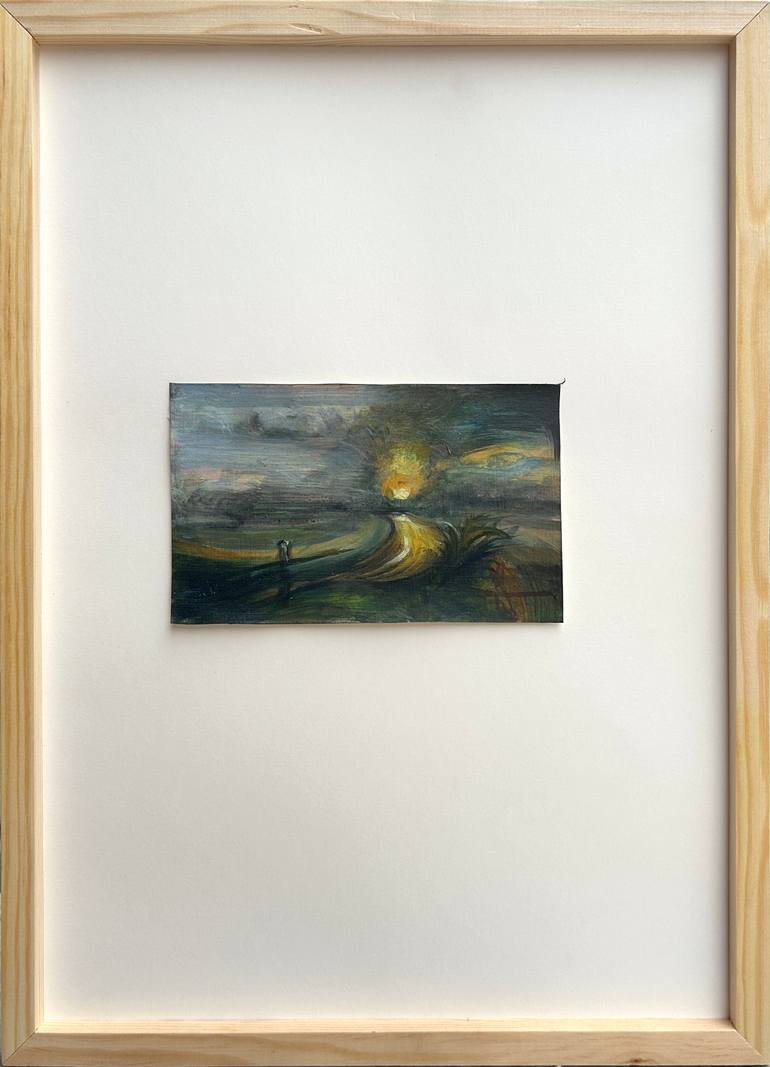 Original Abstract Painting by Semiha Karakus | Abstract Art on Paper | Light Corridor -- No.01: The Quiet Traveler
