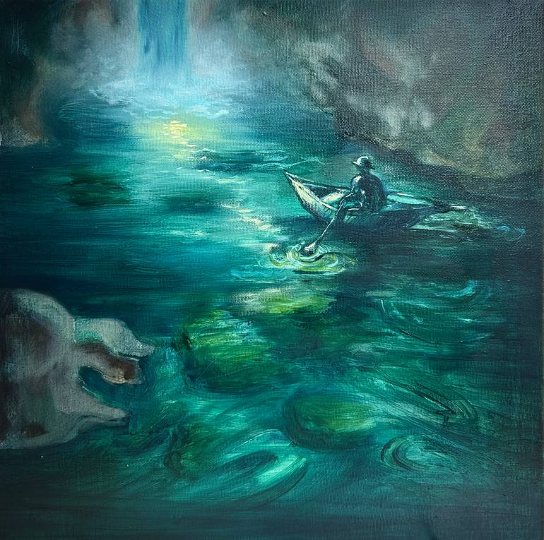 Original Abstract Painting by Semiha Karakus | Contemporary Art on Canvas | Inner Light: Silent Waters No.6 Where the Light Waits