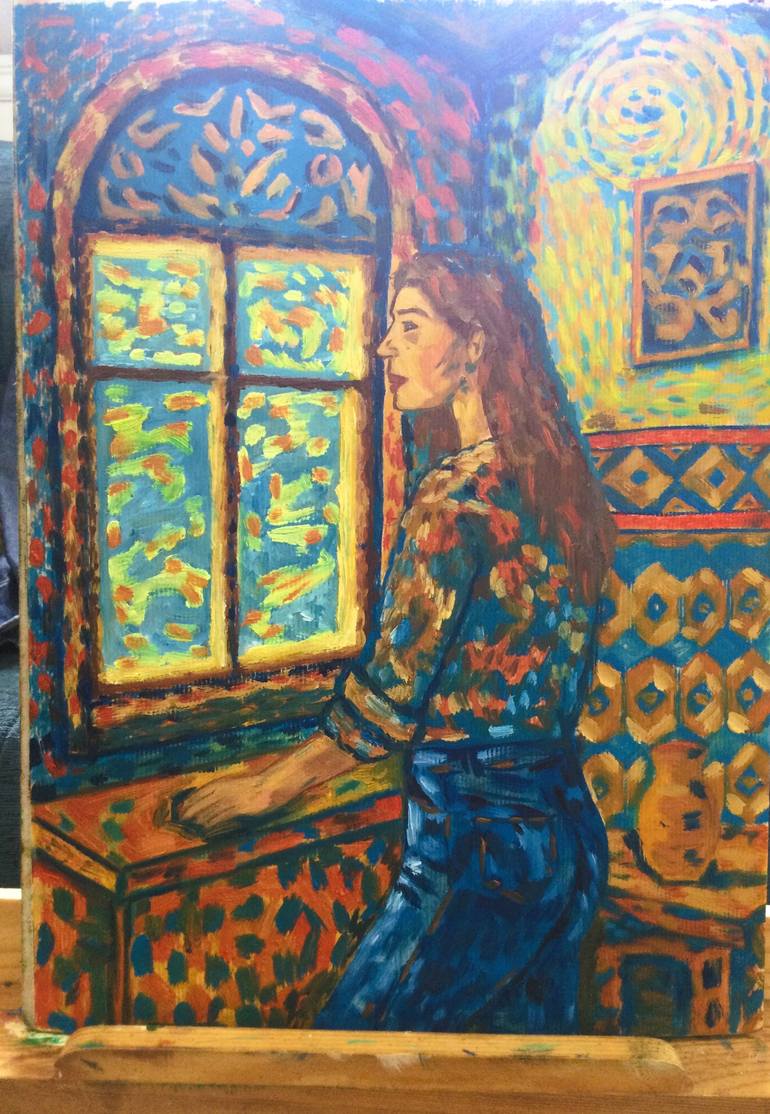 Original Art Nouveau Women Painting by Fedwa Mabrouk