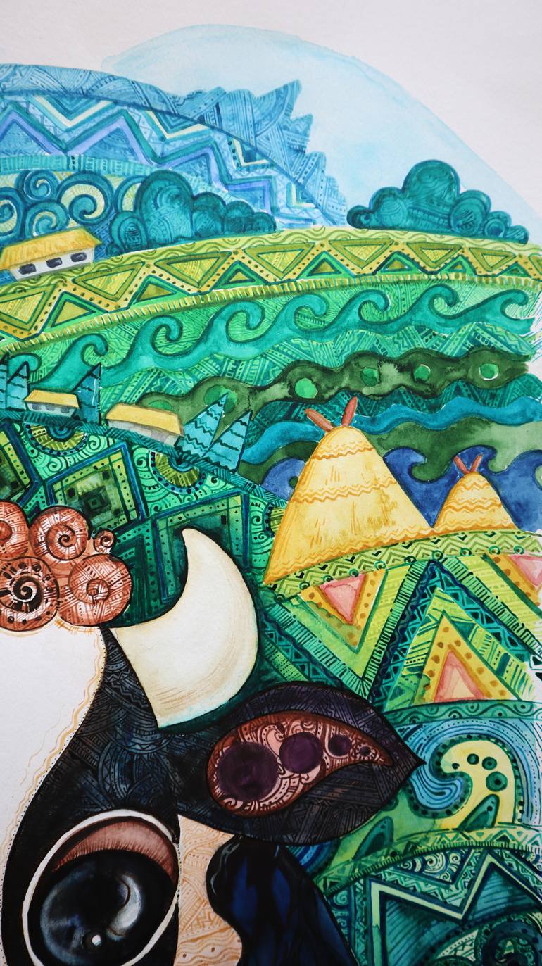 Original Symbolism Animal Painting by Lesia Larionova