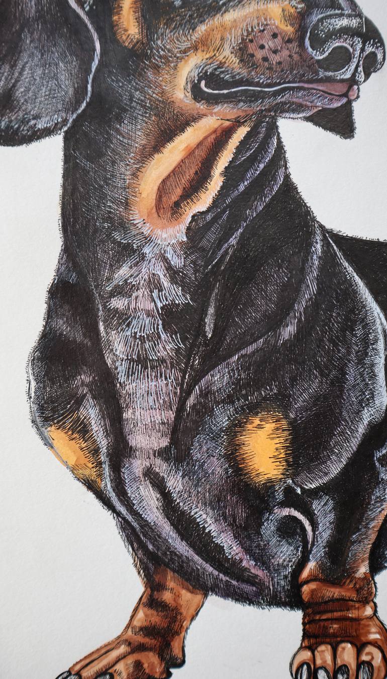 Original Illustration Dogs Drawing by Lesia Larionova