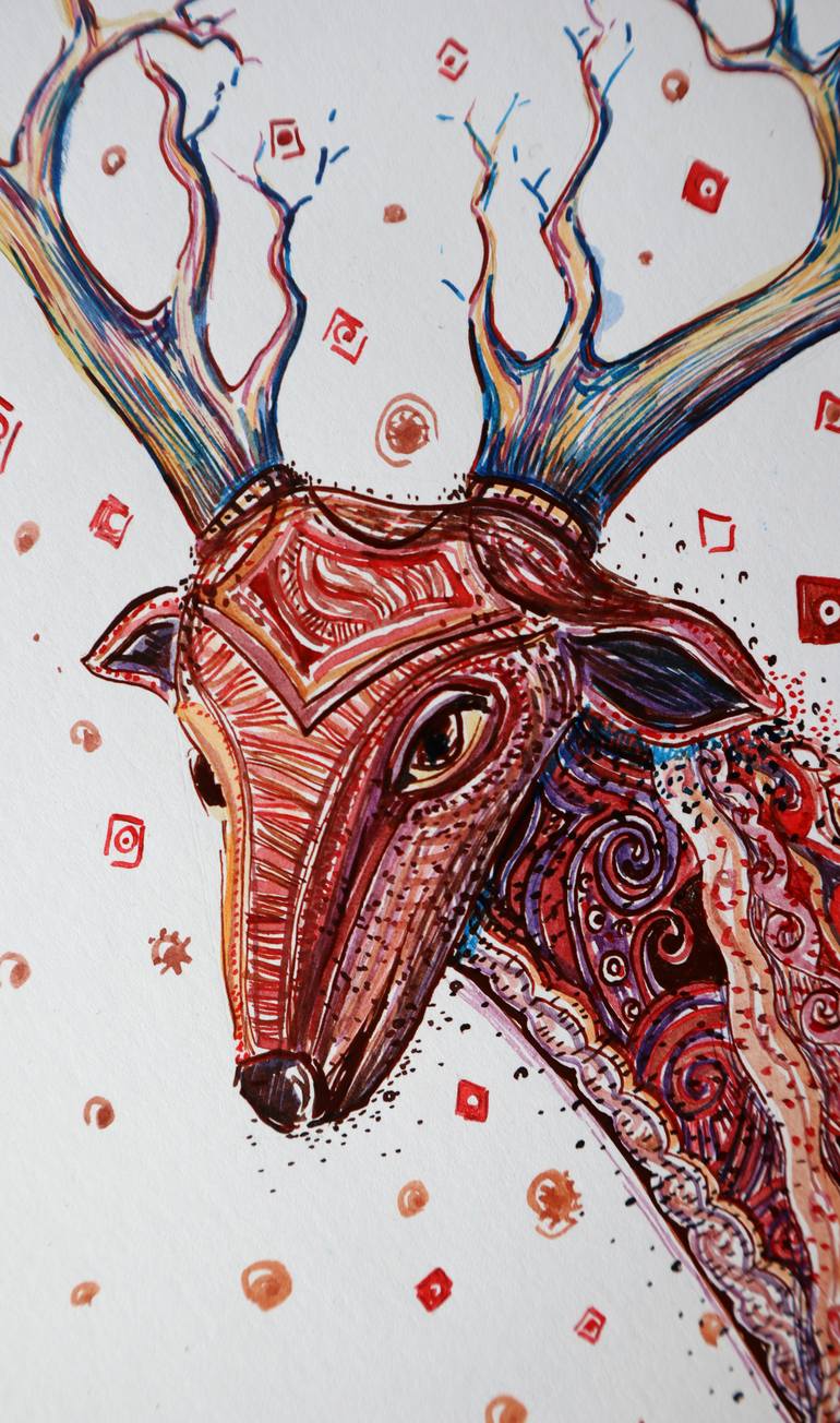 Original Folk Animal Painting by Lesia Larionova
