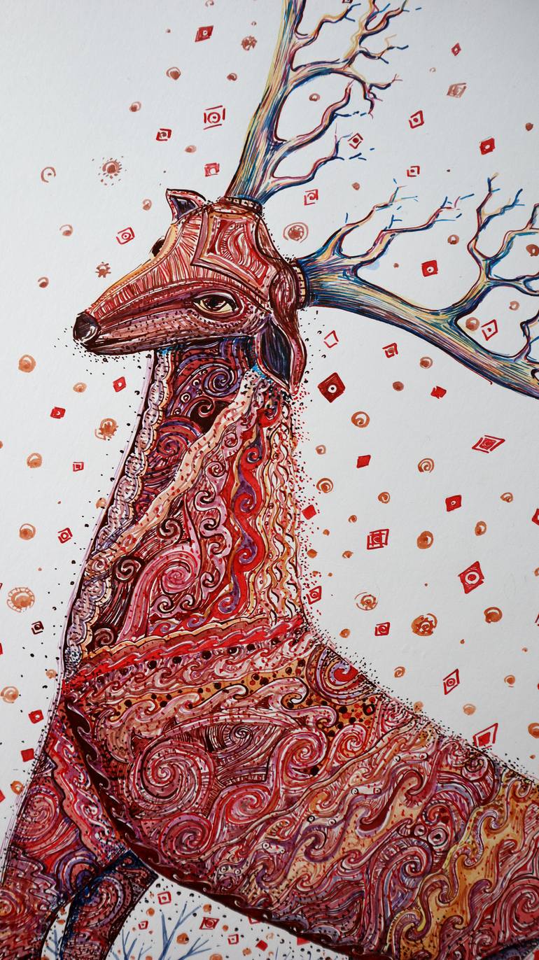 Original Folk Animal Painting by Lesia Larionova