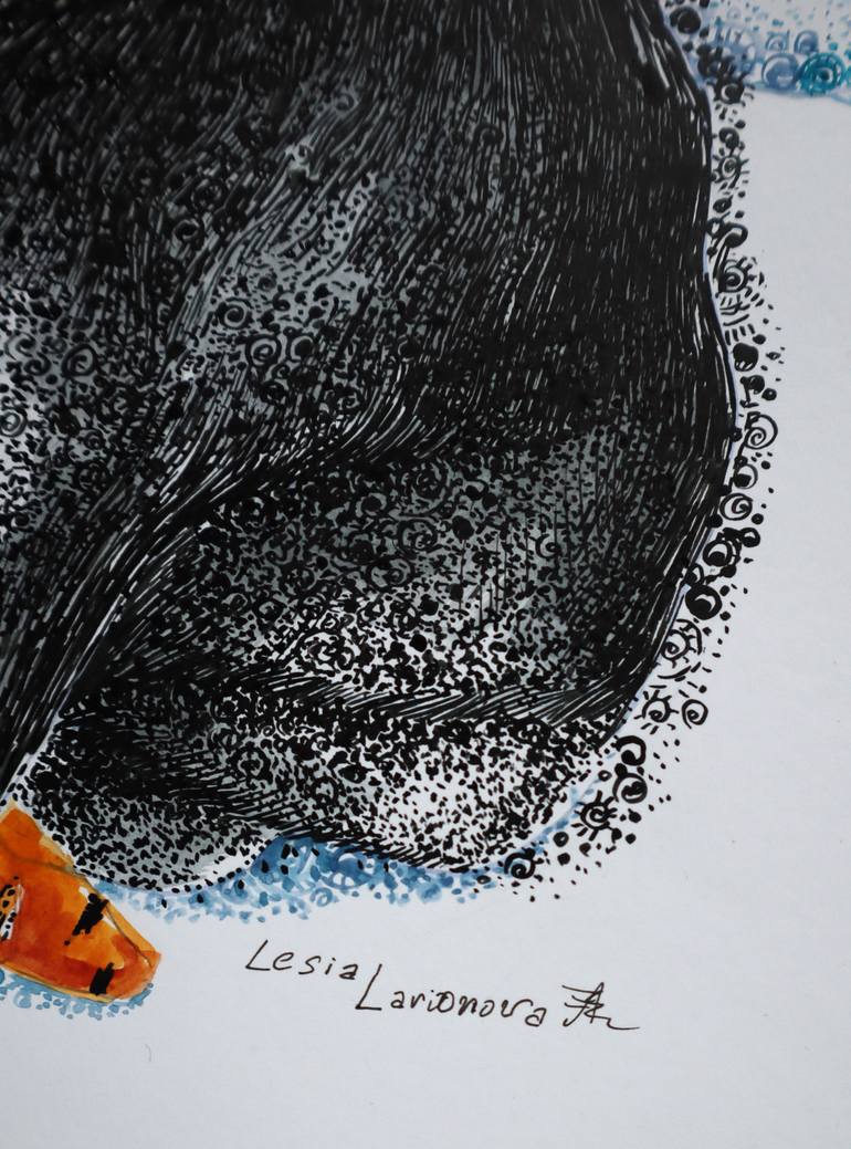 Original Illustration Animal Mixed Media by Lesia Larionova
