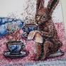 Rabbit in glasses reads text