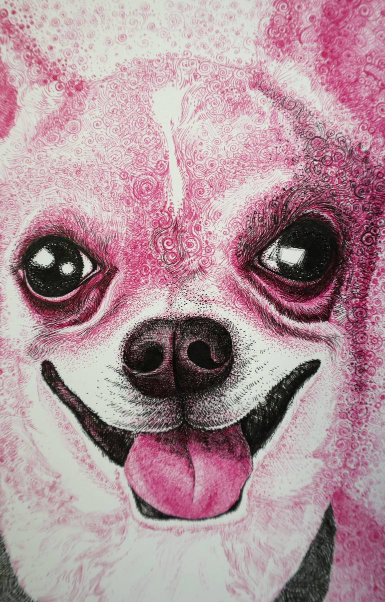 Original Abstract Dogs Drawing by Lesia Larionova