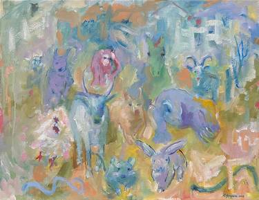 Original Abstract Expressionism Animal Paintings by Renée Zangara