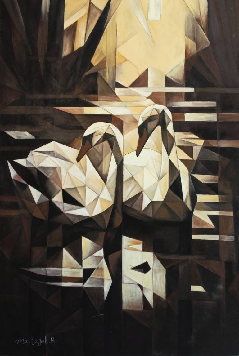 Original Geometric Painting by Mustajab M | Abstract Expressionism Art on Canvas | Where the night begins to glow