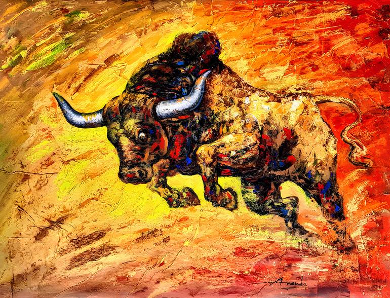 Original Impressionism Animal Painting by Ananda Das