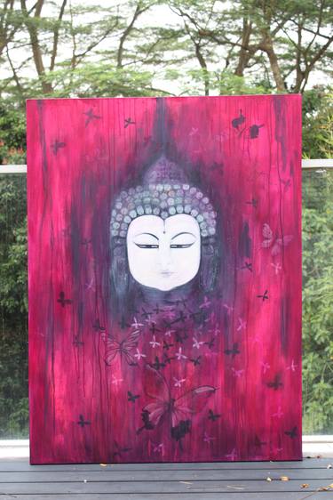 Magenta Butterfly Buddha  (SOLD) thumb