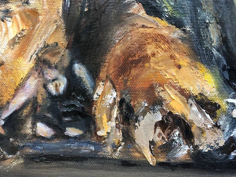 Original Figurative Dogs Painting by Ella Looise