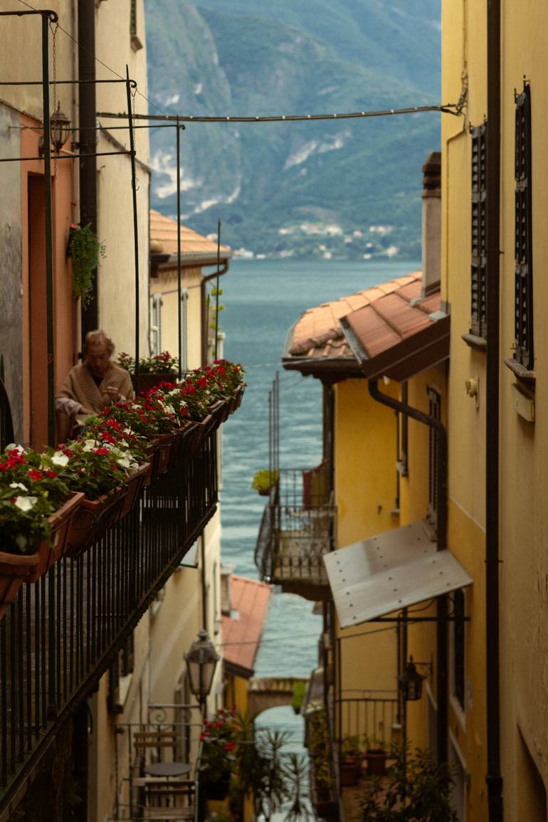 Original Travel Photography by Marharyta Bakhir | Documentary Art on Paper | Signora at the Lake Como, Italy