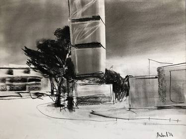 Original Expressionism Cities Drawings by Robert Bubel