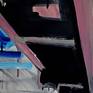 oil on canvas, 95x110 cm; ordinary places in the city, quickly passed in a hurry, they hide an unusual composition of lines and lights; here they are around the main station in Kakow;