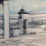 oil on canvas, 95x110 cm; ordinary places in the city, quickly passed in a hurry, they hide an unusual composition of lines and lights; here they are around the main station in Kakow;