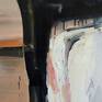 oil on canvas, 140x120 cm; the distinction between abstraction and figurative is conventional; directly inspired by the old house of my parents and the workplace of my father, where ordinary things become metaphors,