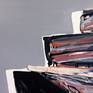 oil on canvas, 80x100 cm; the painting is a composition of colorful patches on canvas; and simultaneously it is a composition of thoughts, memories and all the luggage of the painter's past and present; 
one of the paintings from the cycle 'Dust on furniture';