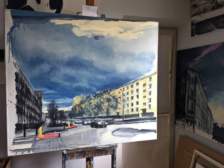 Original Expressionism Cities Painting by Robert Bubel