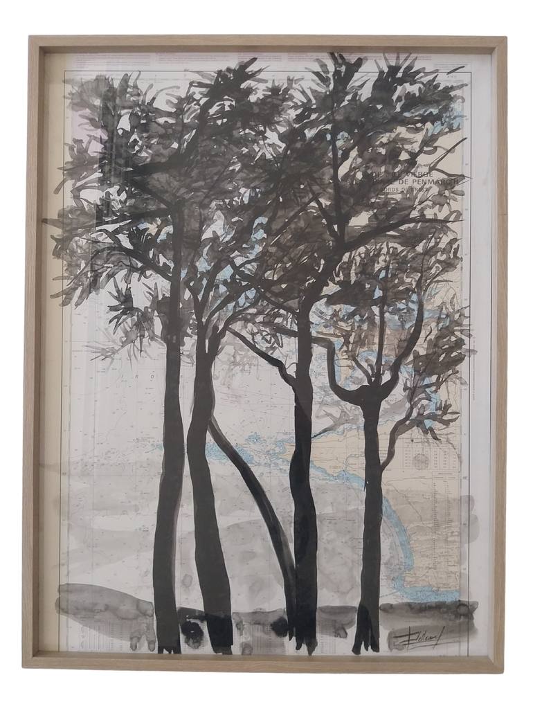 Original Abstract Landscape Drawing by Eric Pelleau