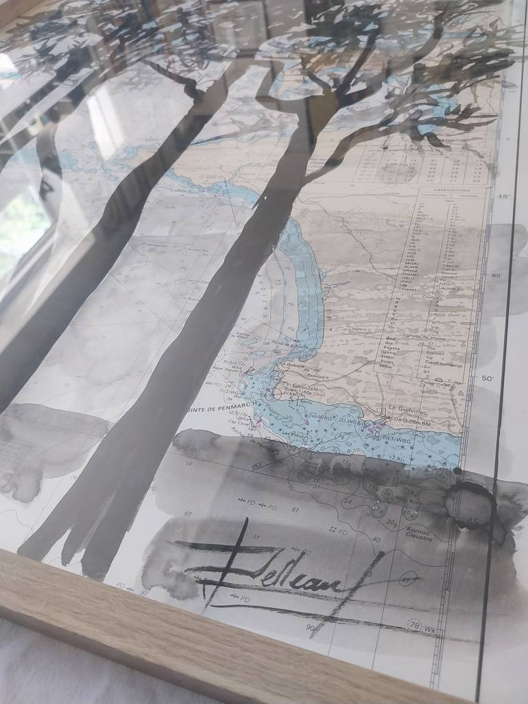 Original Abstract Landscape Drawing by Eric Pelleau