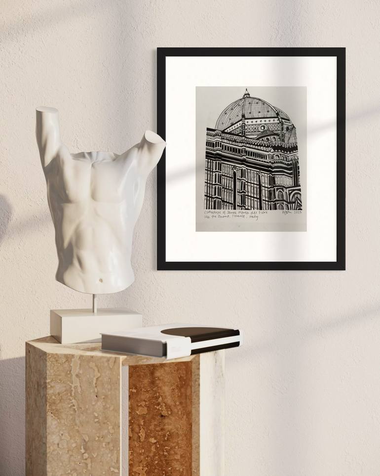 Original Black & White Architecture Drawing by Winnie Thay