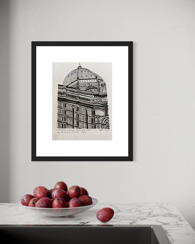 Original Black & White Architecture Drawing by Winnie Thay