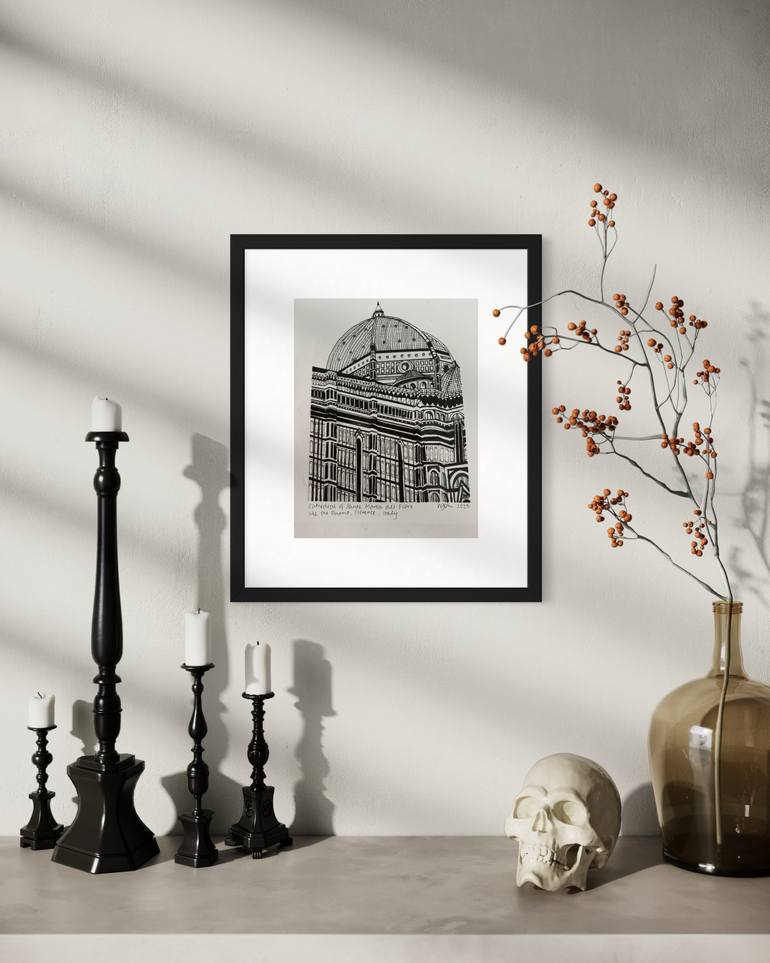 Original Black & White Architecture Drawing by Winnie Thay