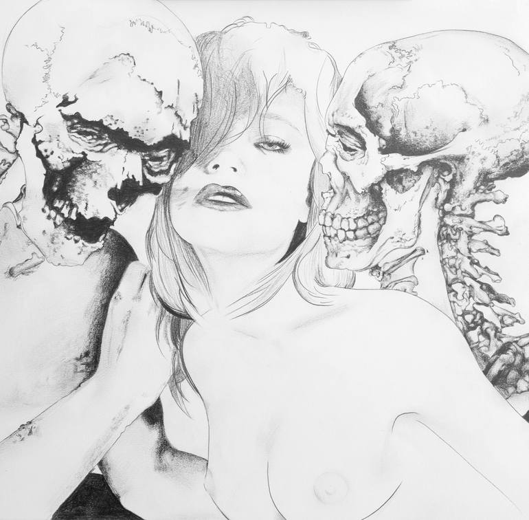 Original Figurative Mortality Drawing by Jasmina Kirsch