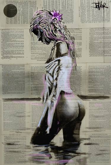 Original Women Drawing by LOUI JOVER