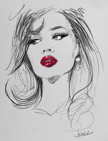 Original Contemporary Women Drawing by LOUI JOVER