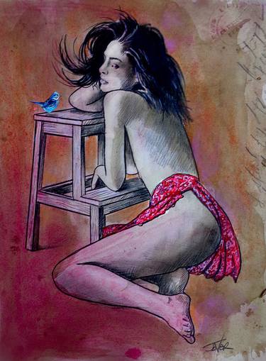 Original Figurative Women Drawings by Loui Jover