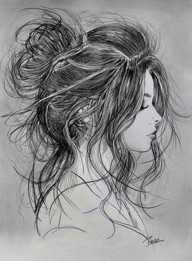 Original Figurative Women Drawings by Loui Jover