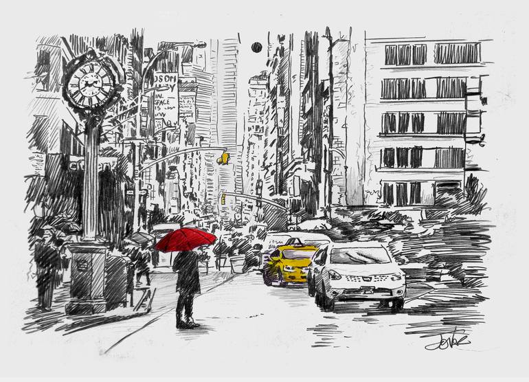 Mid City Street Study Drawing By Loui Jover Saatchi Art