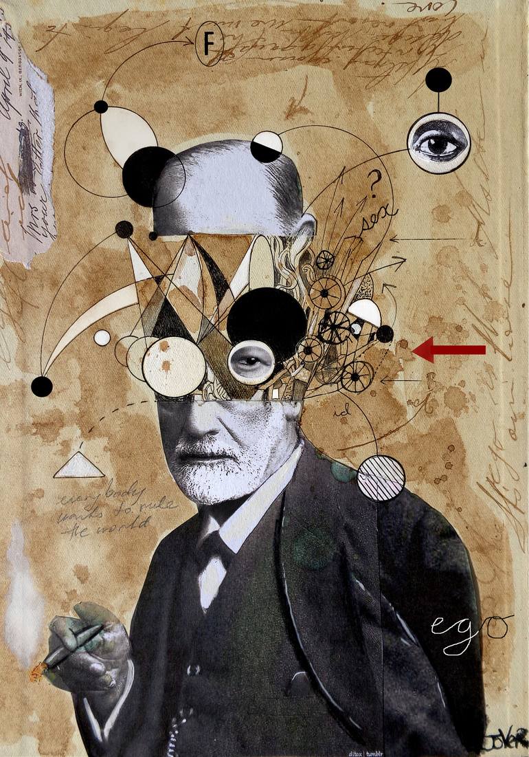 Original Dada Men Collage by LOUI JOVER