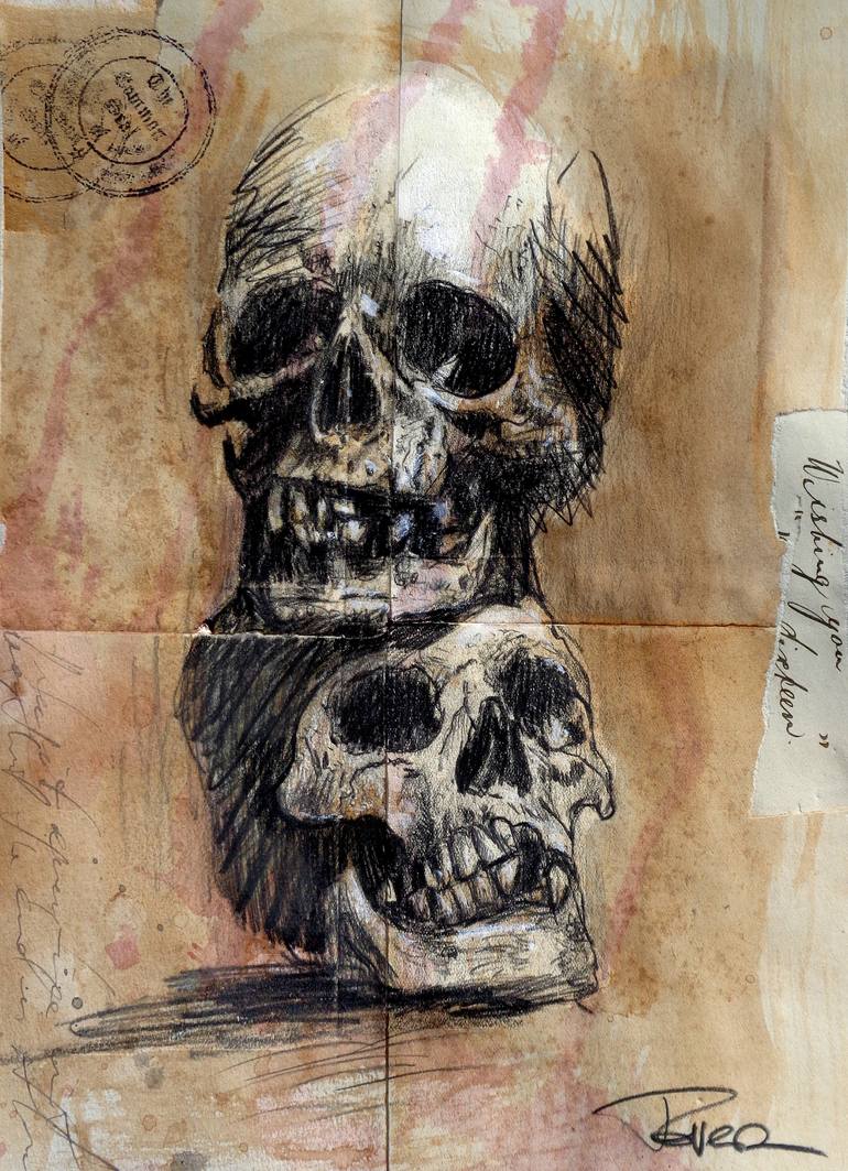 Original Mortality Drawing by LOUI JOVER